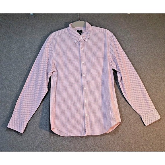 J.CREW Other - J Crew Flex Washed Mens Medium Red Blue White Micro Check Button Down Shirt M